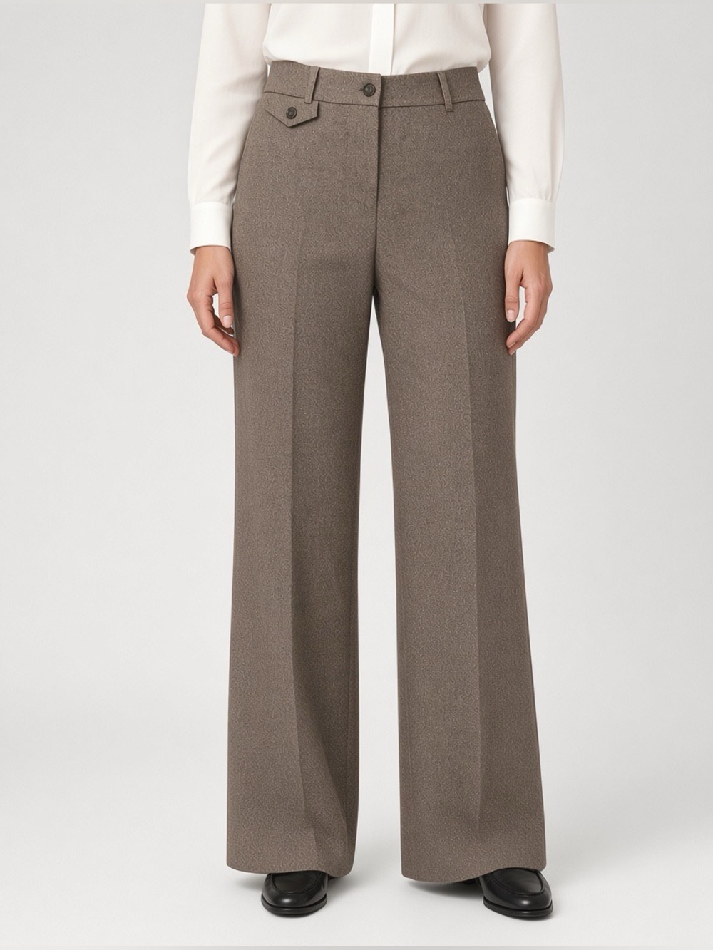 LN Ann Taylor Brown Tweed Wide-Leg Lined Trousers – Size 14 Career Pants